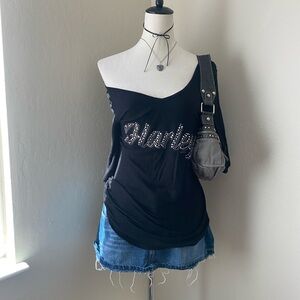 Harley-Davidson Black Top with Silver Chain